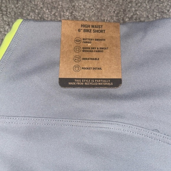 PINK Victoria's Secret Grey Bike Shorts with Yellow high waist 6" bike shorts XL - Picture 2 of 4